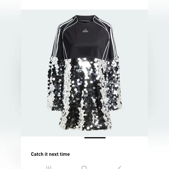 Adidas Black and Silver Sequin Mini Dress - Picture 2 of 5